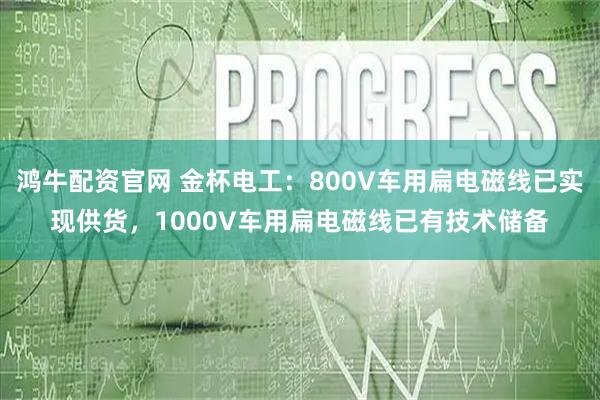 鸿牛配资官网 金杯电工：800V车用扁电磁线已实现供货，1000V车用扁电磁线已有技术储备